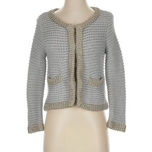 3.1 Phillip Lim Crocheted Gray and Metallic  Silver Cardigan Jacket size small